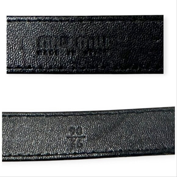 Miu Miu Blue Crinkled Patent Belt, Gold buckle,  Size 90/36\